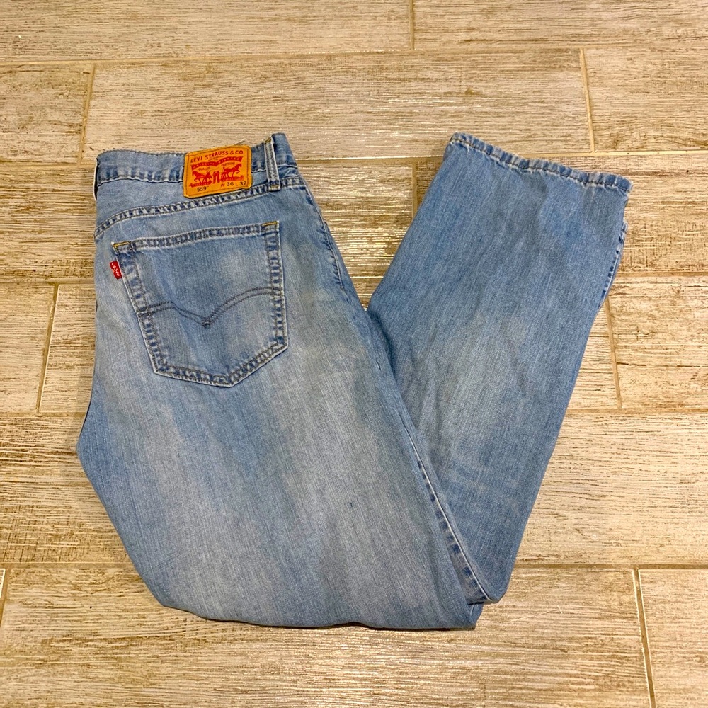 Levi’s 559 Light WashDenim Jeans Men Sz36x32 Blue Straight Leg Western Rodeo